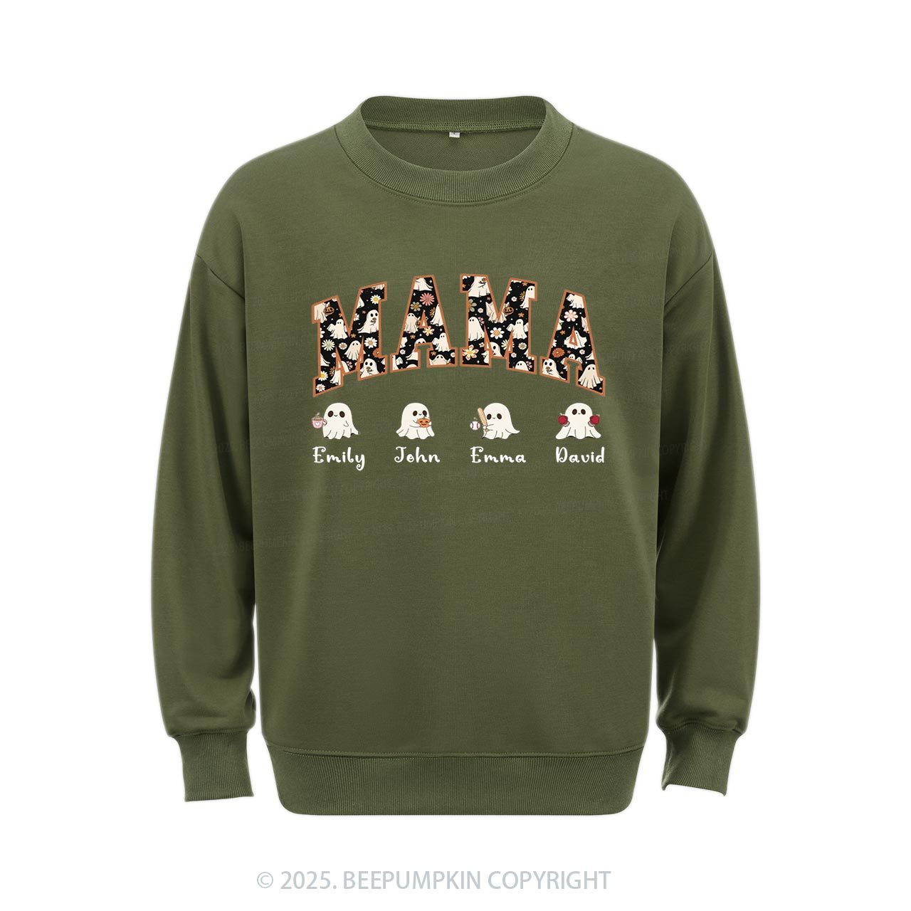 Personalized Ghost Mom Halloween Sweatshirt Beepumpkin