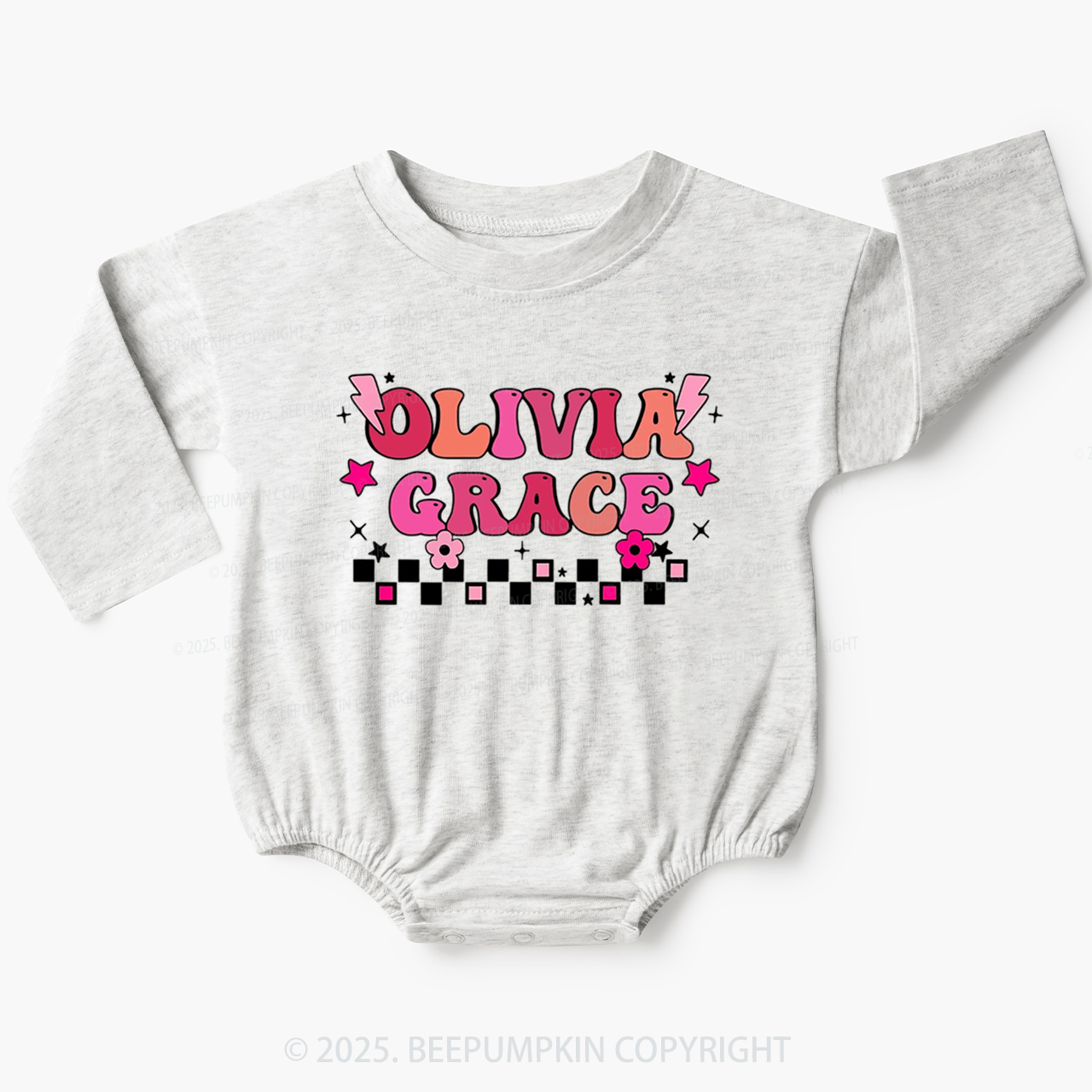 Personalized Name Girl Baby Bubble Romper Beepumpkin