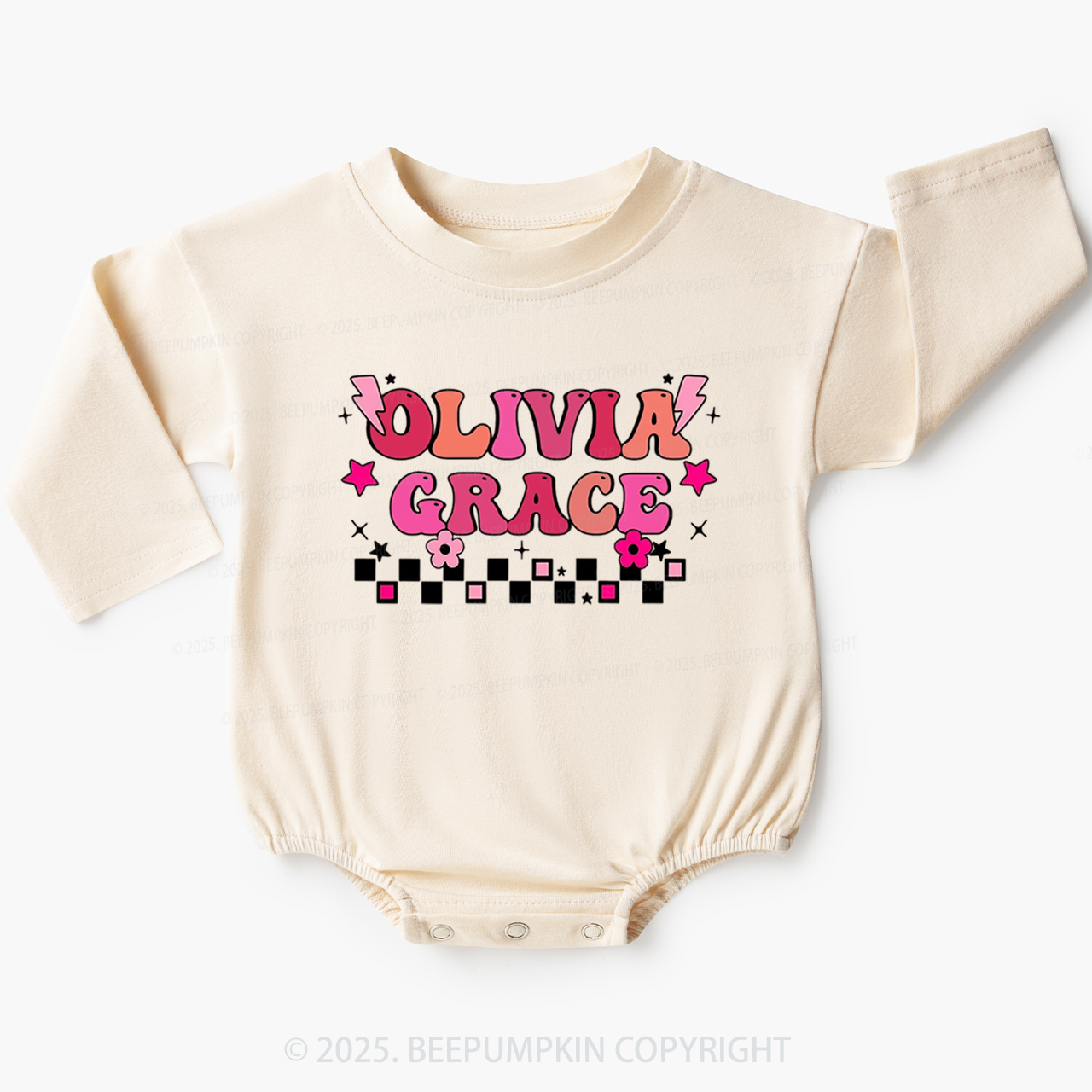Personalized Name Girl Baby Bubble Romper Beepumpkin