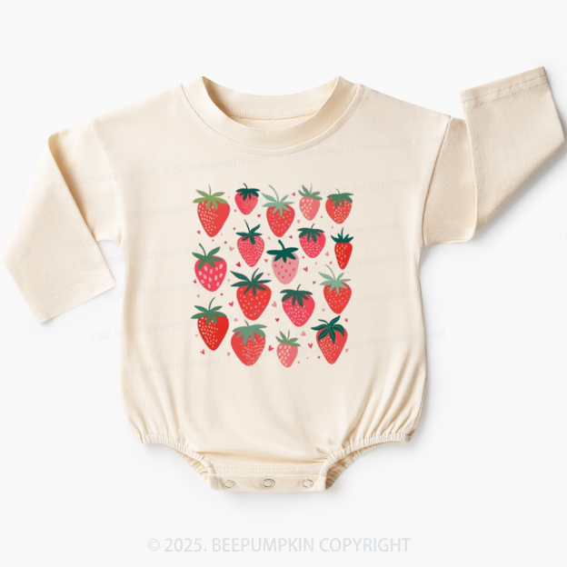 Girls Strawberries Baby Bubble Romper Beepumpkin