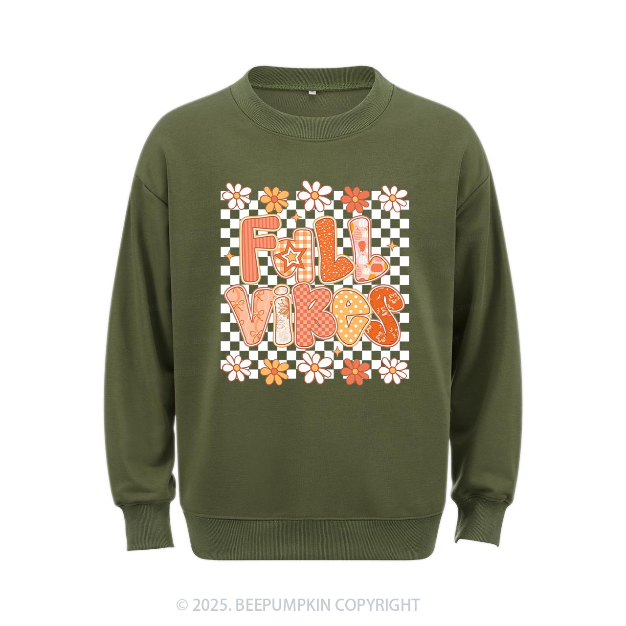 Floral Fall Checkered Sweatshirt Beepumpkin