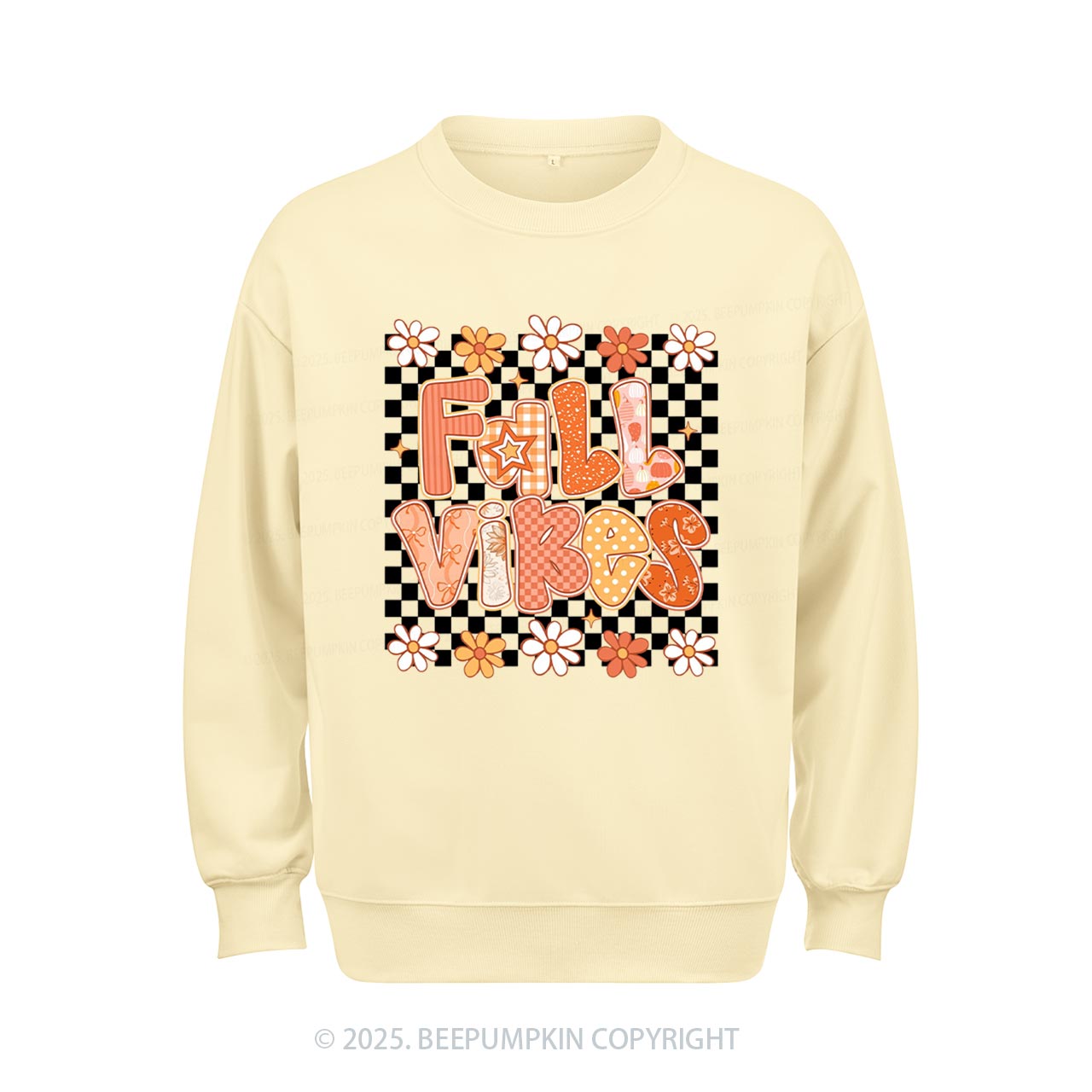 Floral Fall Checkered Sweatshirt Beepumpkin