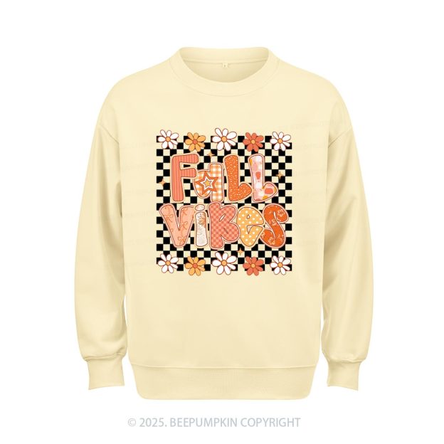 Floral Fall Checkered Sweatshirt Beepumpkin