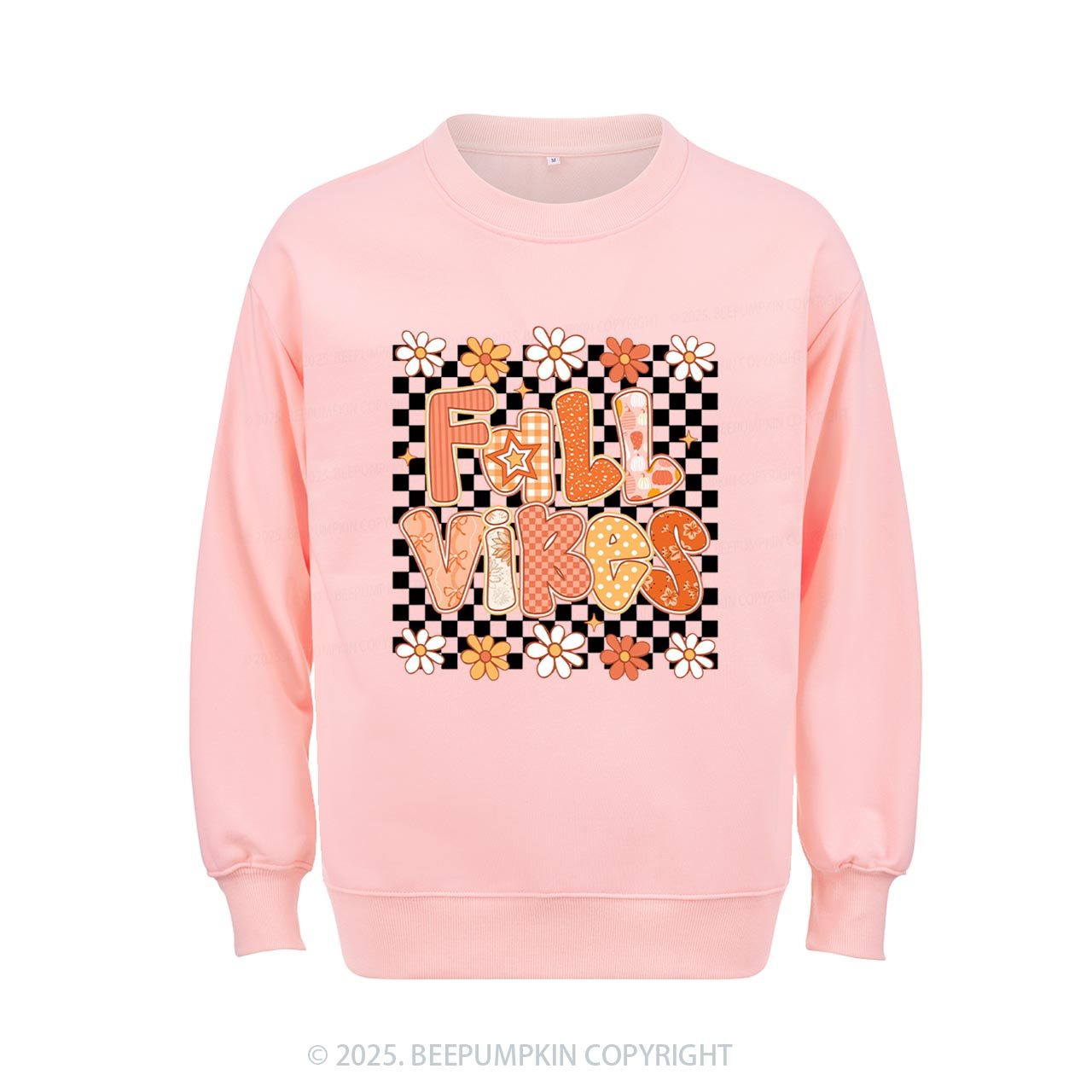 Floral Fall Checkered Sweatshirt Beepumpkin