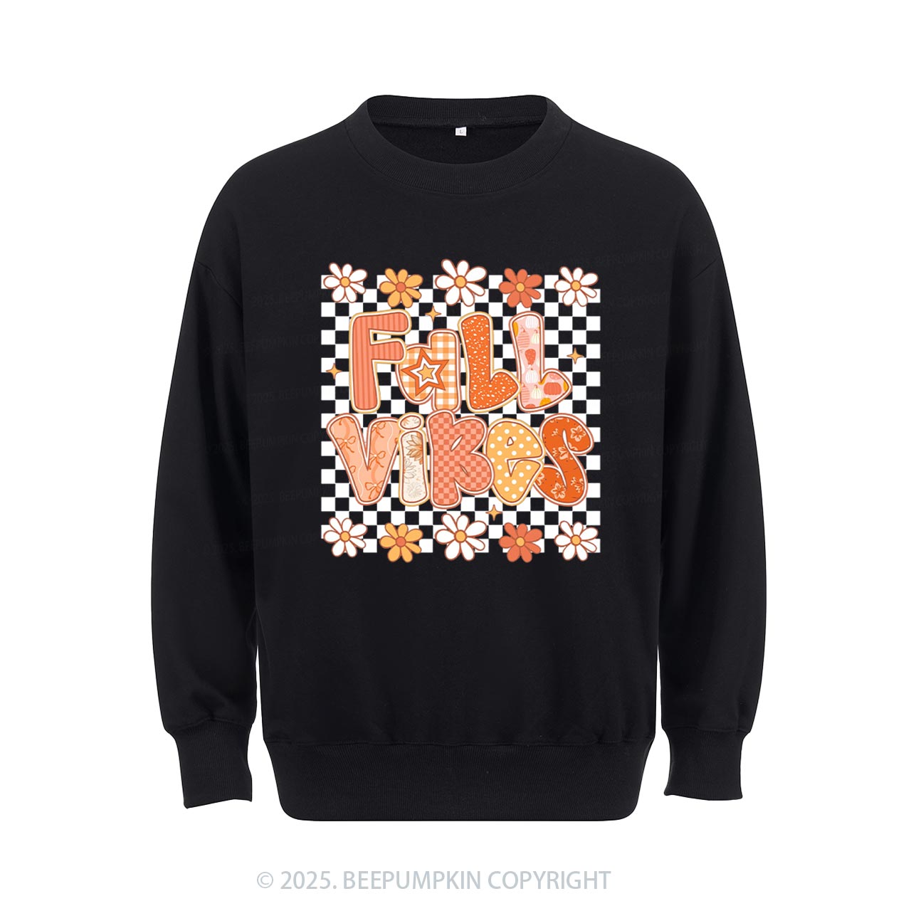 Floral Fall Checkered Sweatshirt Beepumpkin