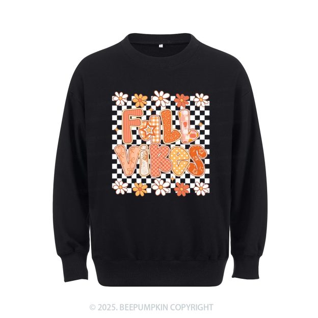 Floral Fall Checkered Sweatshirt Beepumpkin