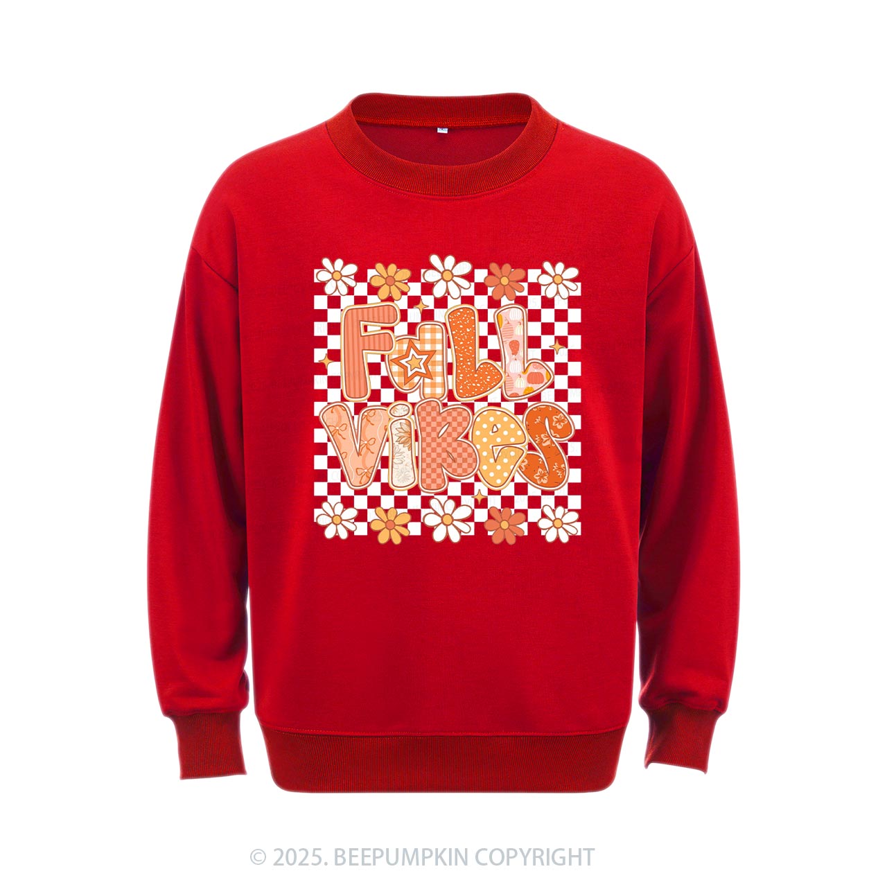 Floral Fall Checkered Sweatshirt Beepumpkin