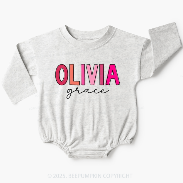 Personalized Pink Girl Baby Bubble Romper Beepumpkin