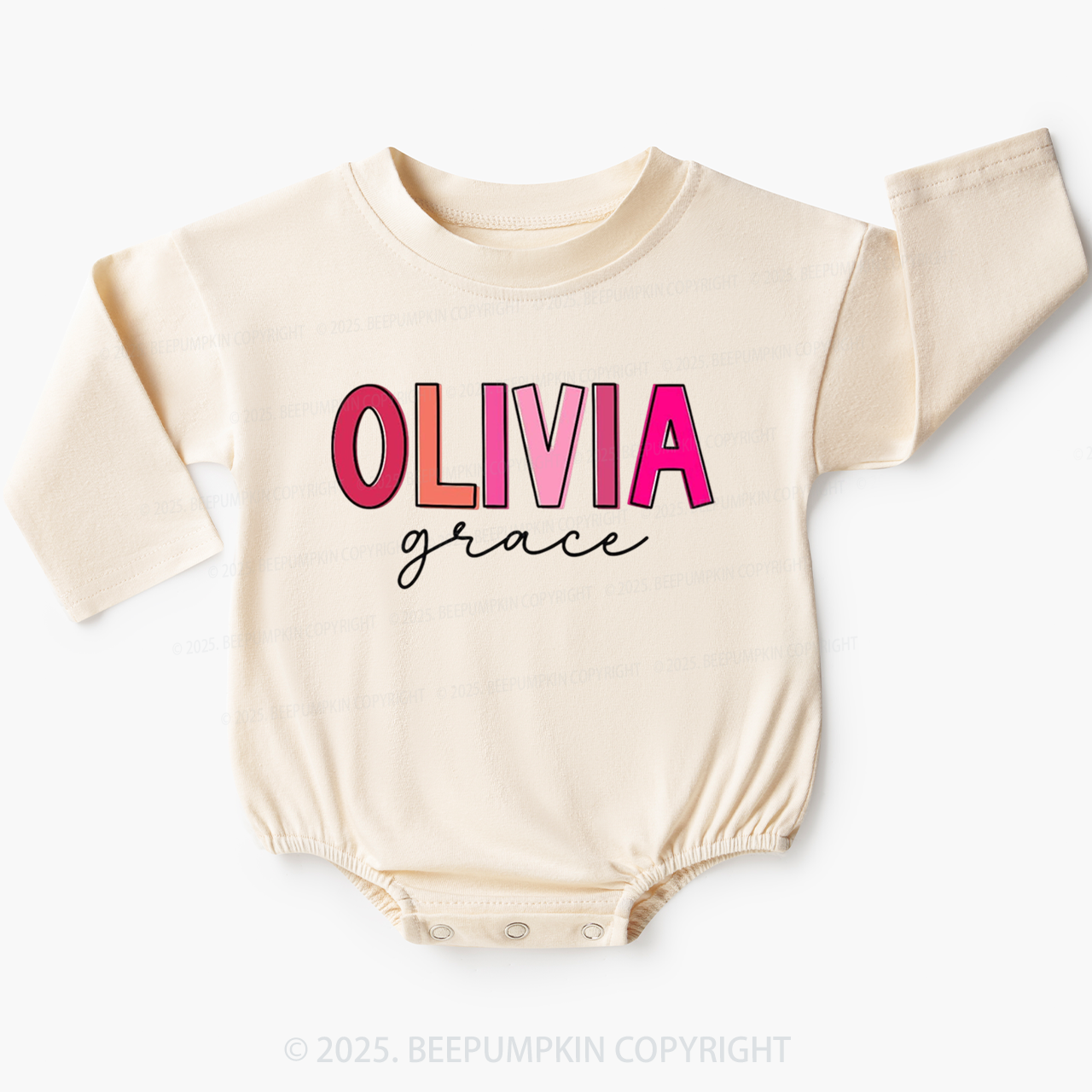 Personalized Pink Girl Baby Bubble Romper Beepumpkin