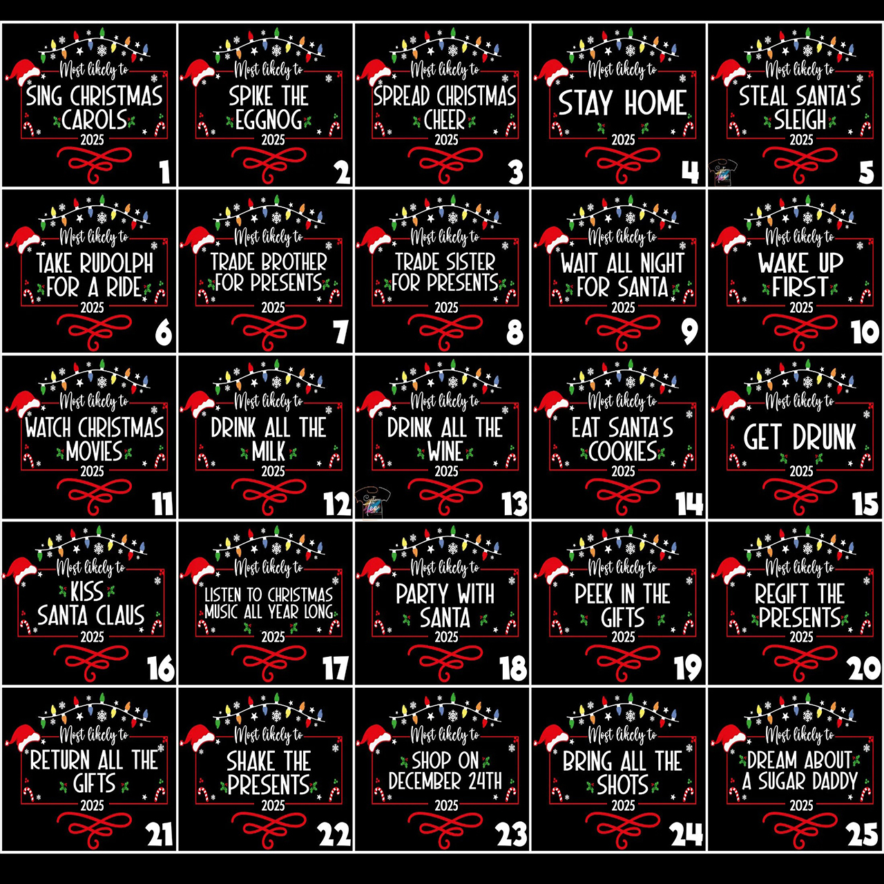 2025 Most Likely To Lanterns Christmas Matching T-Shirts