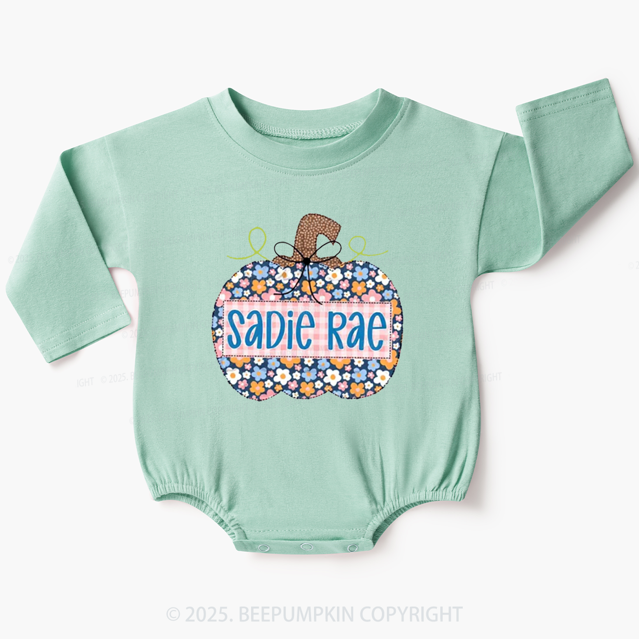 Personalized Pumpkin Name Baby Bubble Romper Beepumpkin