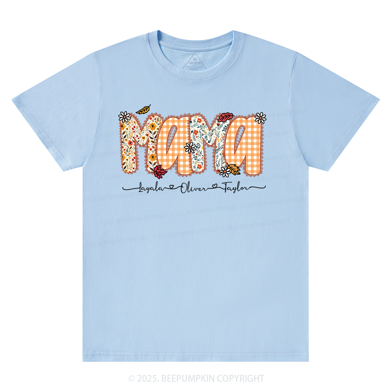 Personalized Preppy Fall Pumpkin Lace T-Shirts Beepumpkin