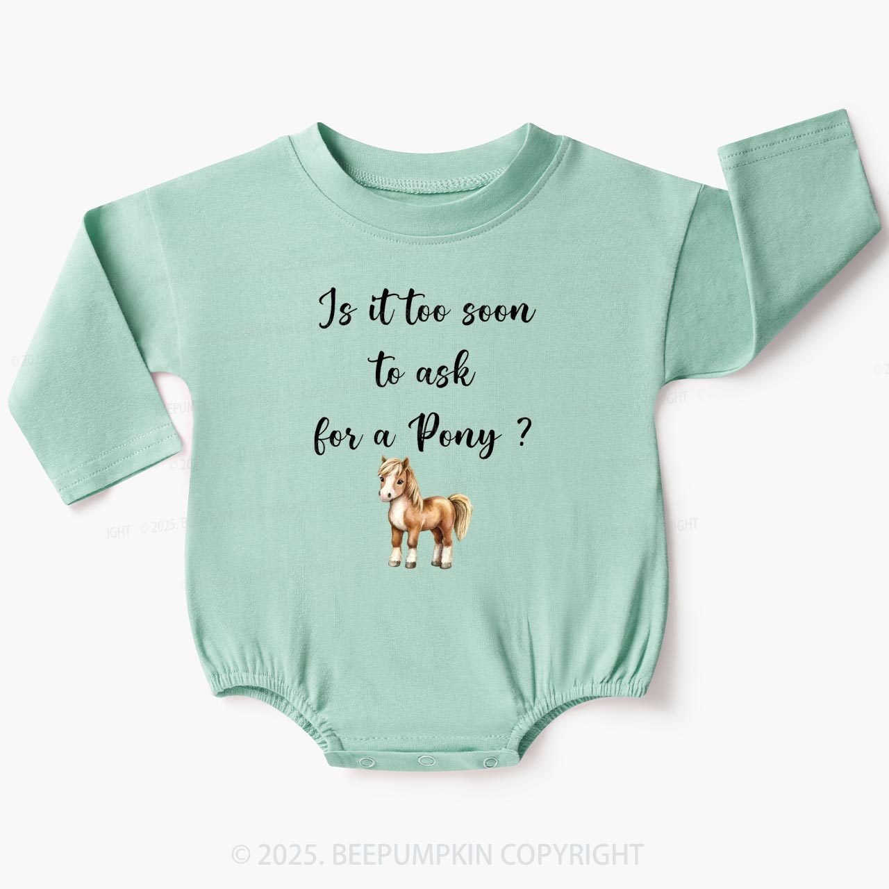 Too Soon To Ask For A Pony Baby Bubble Romper Beepumpkin