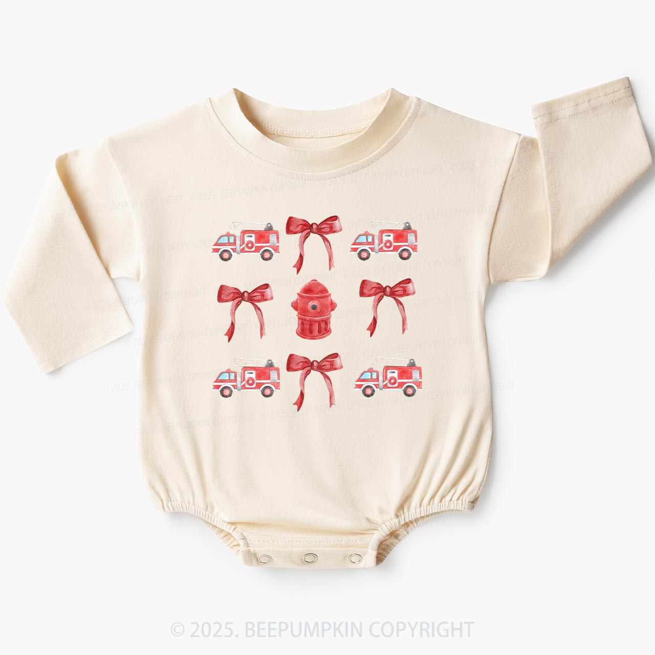 Firetruck Baby Bubble Romper Beepumpkin