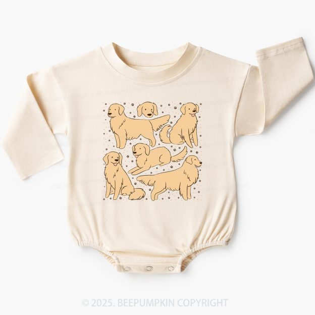 Golden Retriever Baby Bubble Romper Beepumpkin