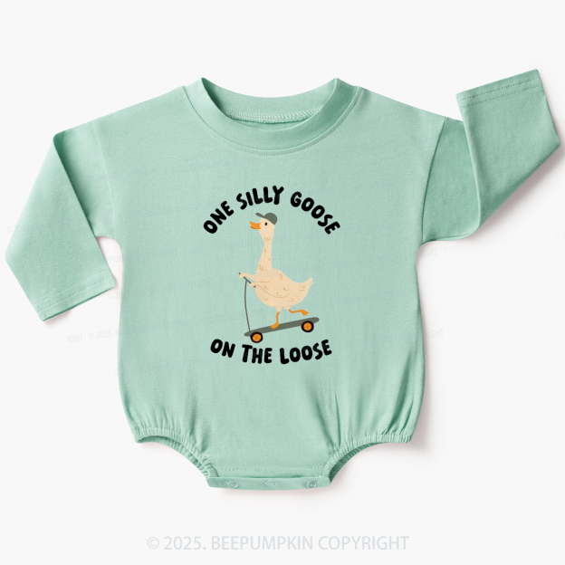 One Silly Goose On The Loose Baby Bubble Romper Beepumpkin