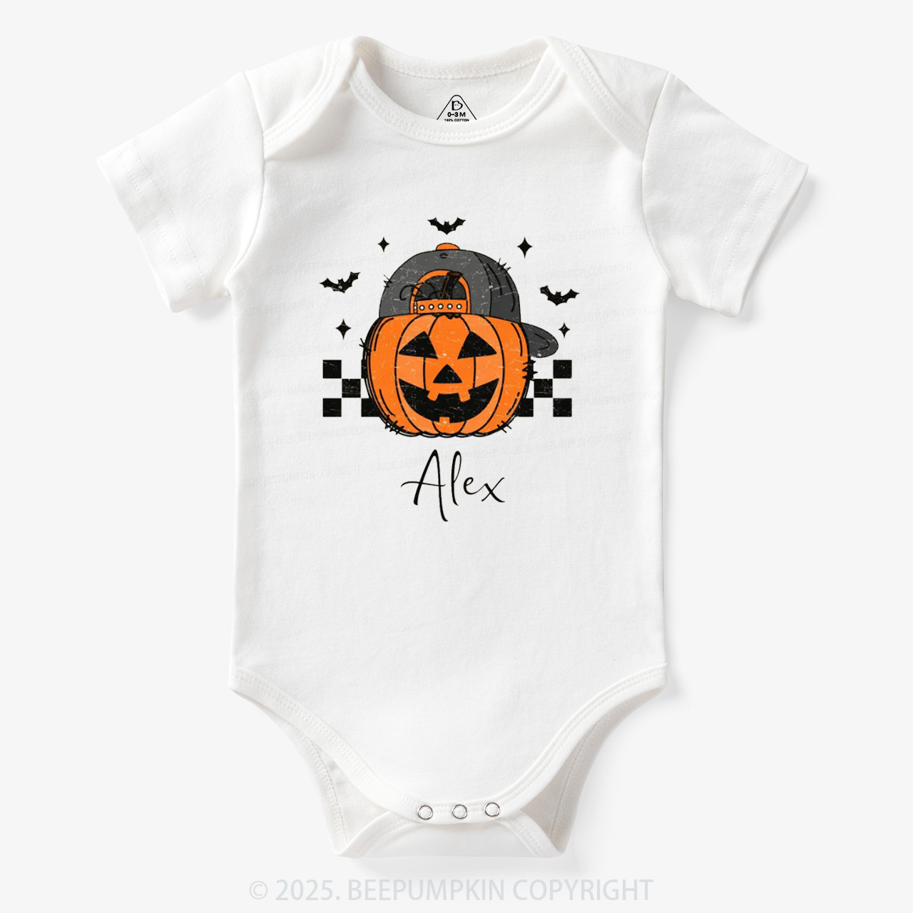 Personalized Jack-O-Lantern Name Bodysuit Beepumpkin
