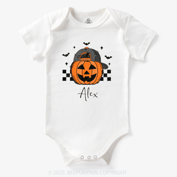 Personalized Jack-O-Lantern Name Bodysuit Beepumpkin
