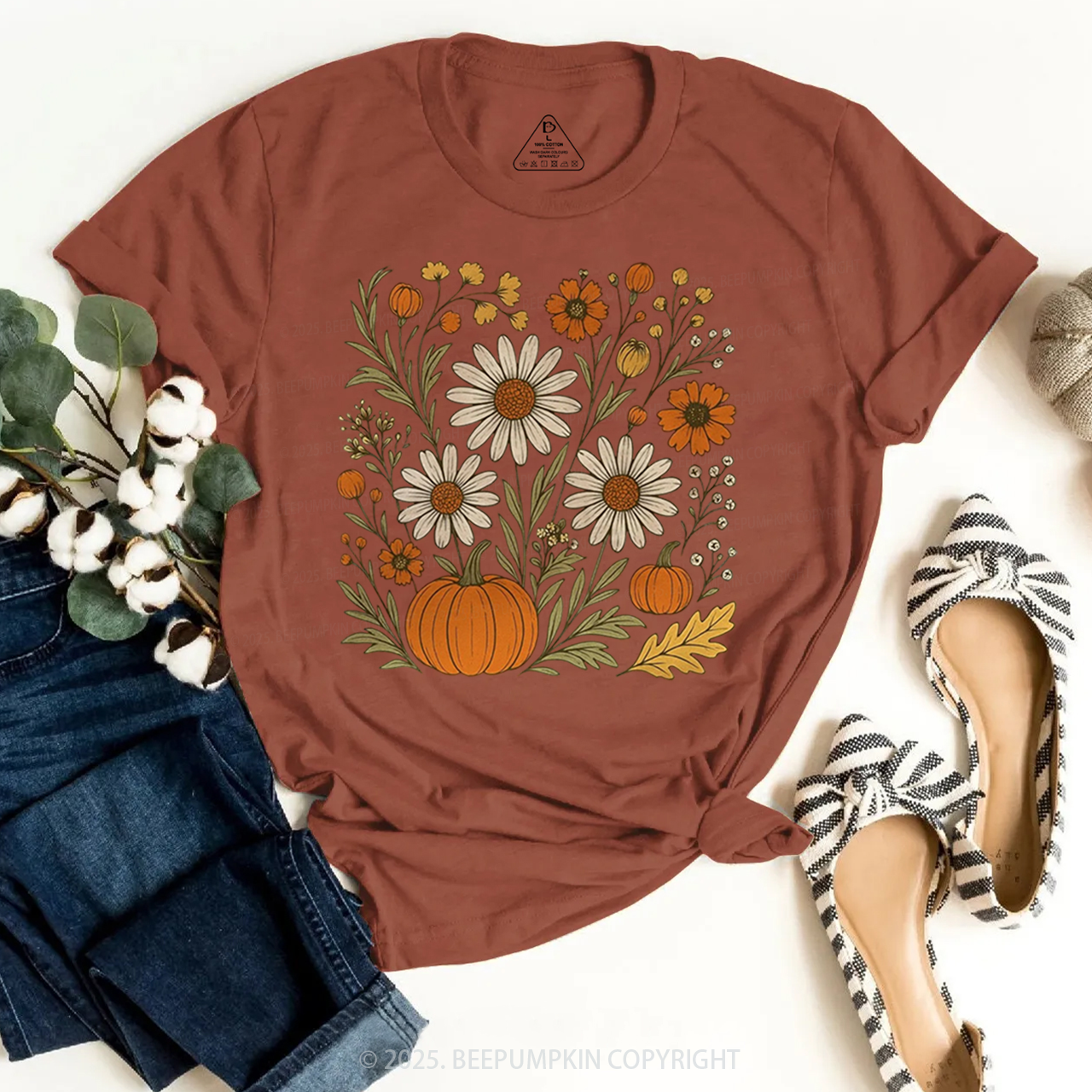 Boho Floral Fall T-Shirts Beepumpkin