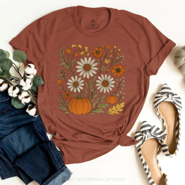 Boho Floral Fall T-Shirts Beepumpkin