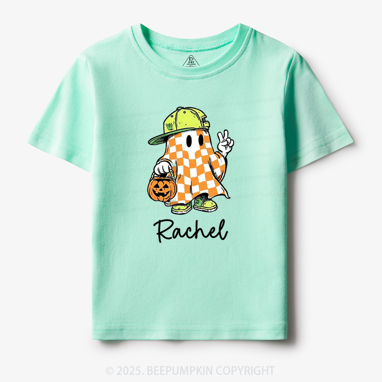 Personalized Name Spooky Dude Pumpkin Ghost Toddler&Kid's Tees Beepumpkin