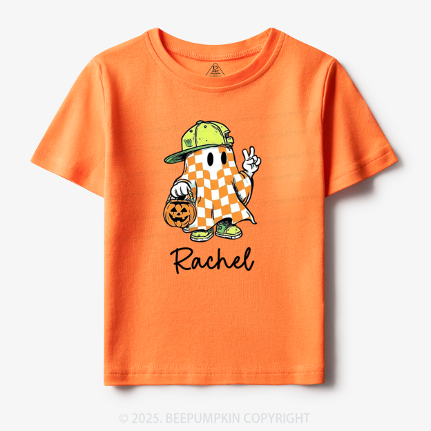 Personalized Name Spooky Dude Pumpkin Ghost Toddler&Kid's Tees Beepumpkin