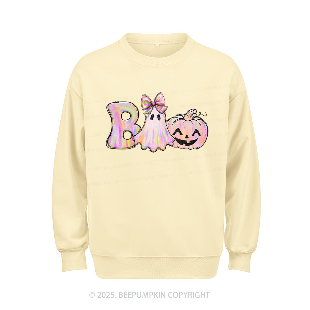 Halloween Iridescent Ghost Pumpkin Sweatshirt Beepumpkin