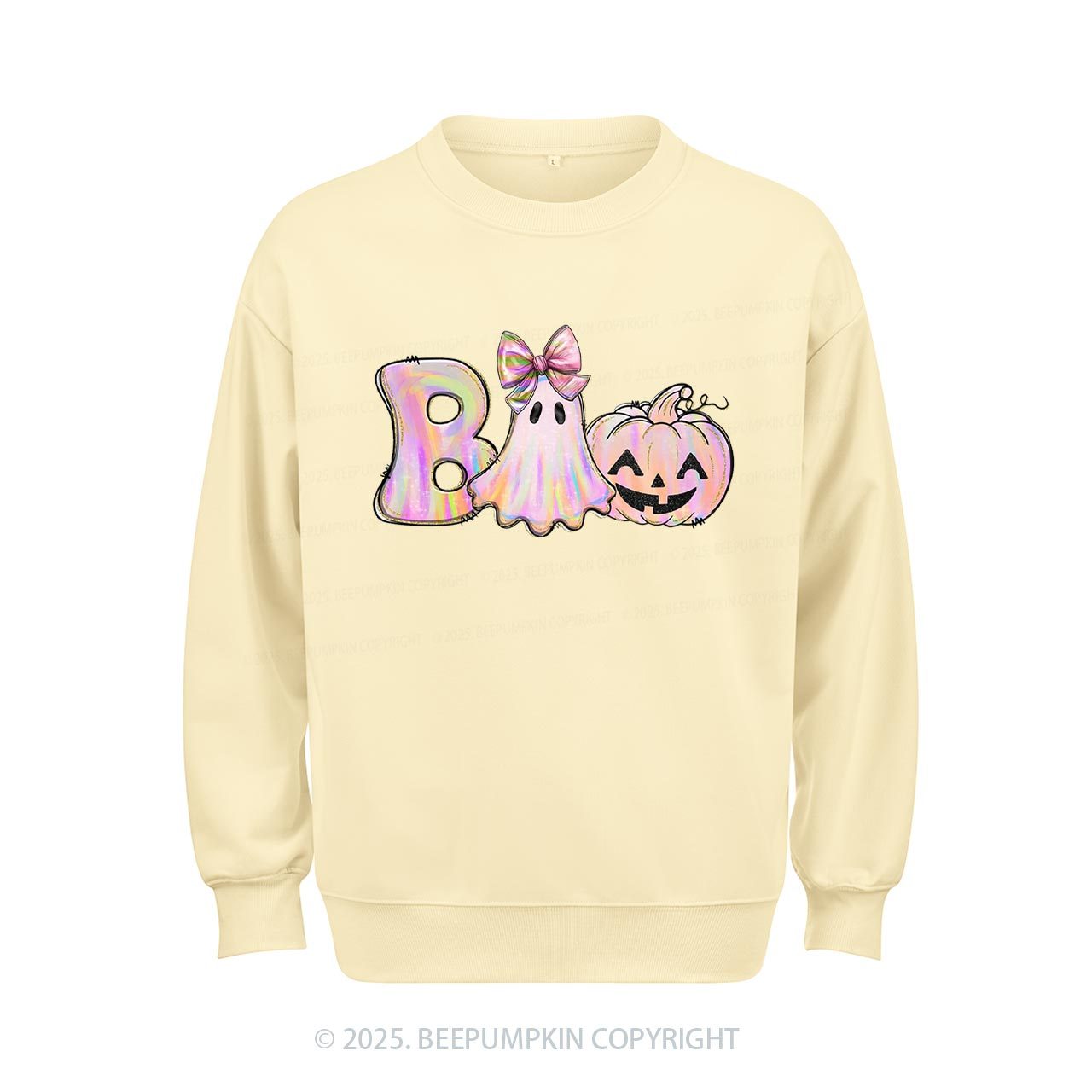 Halloween Iridescent Ghost Pumpkin Sweatshirt Beepumpkin