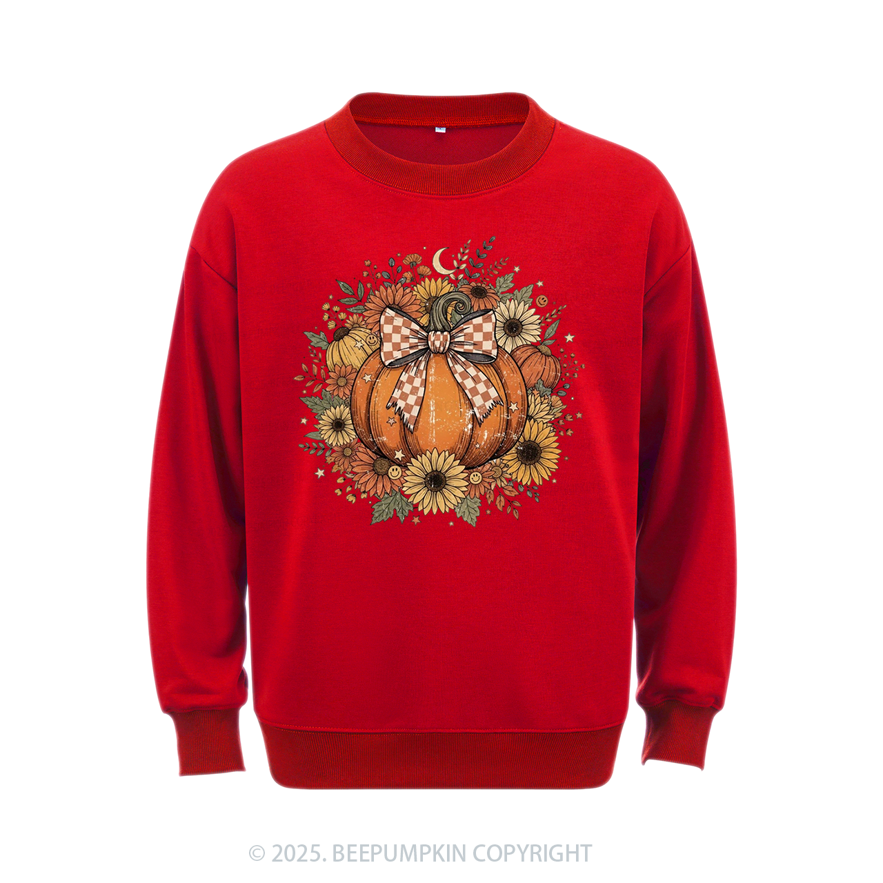 Fall Coquette Boho Floral Pumpkin Bow Sweatshirt Beepumpkin