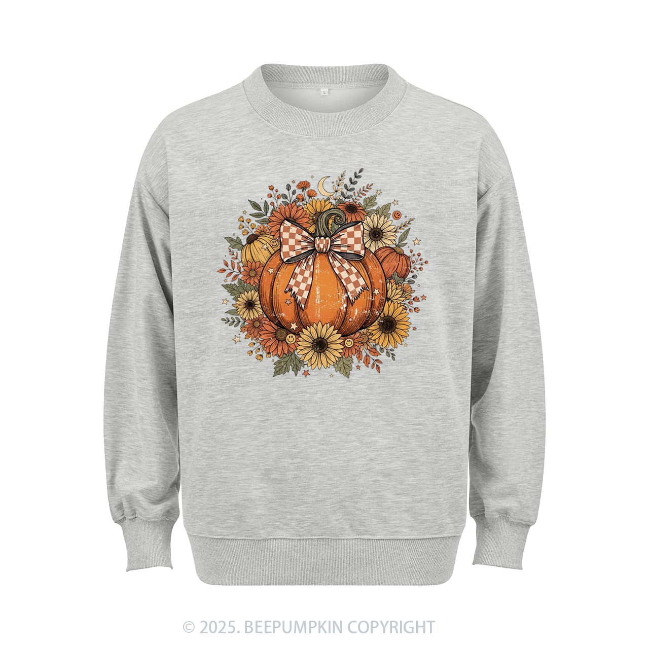 Fall Coquette Boho Floral Pumpkin Bow Sweatshirt Beepumpkin