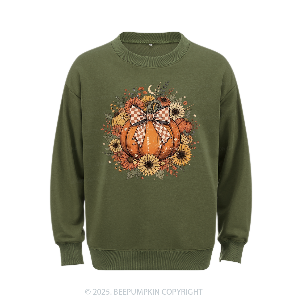 Fall Coquette Boho Floral Pumpkin Bow Sweatshirt Beepumpkin