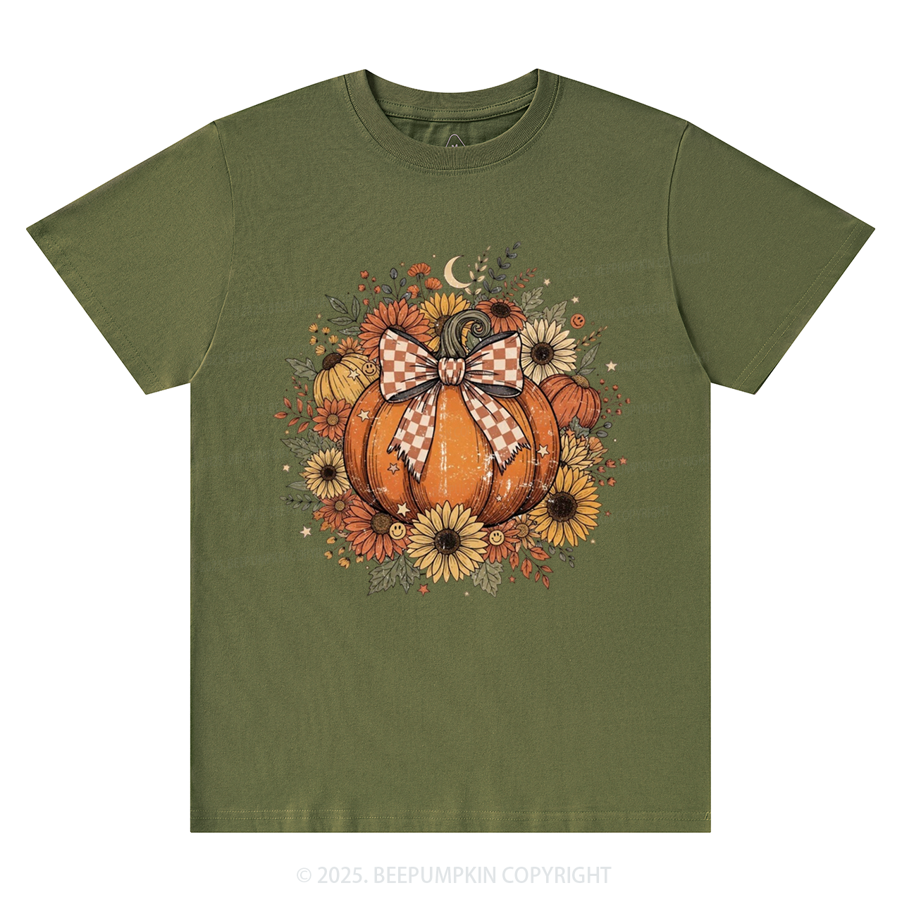Fall Coquette Boho Floral Pumpkin Bow T-Shirts Beepumpkin
