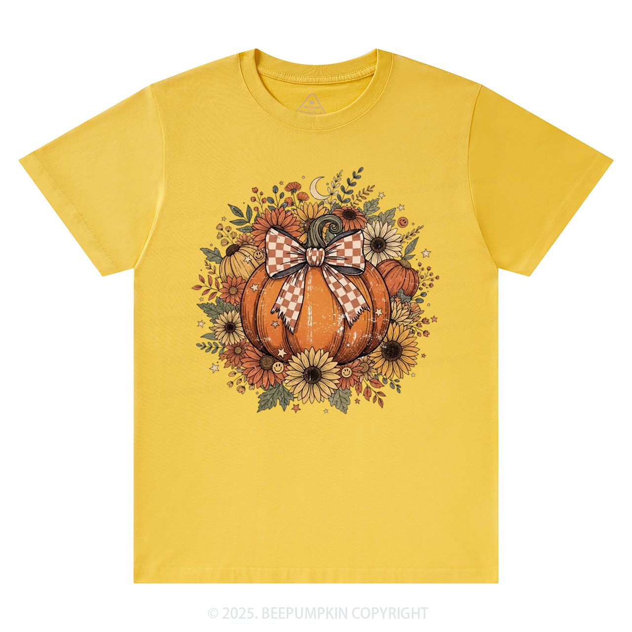 Fall Coquette Boho Floral Pumpkin Bow T-Shirts Beepumpkin