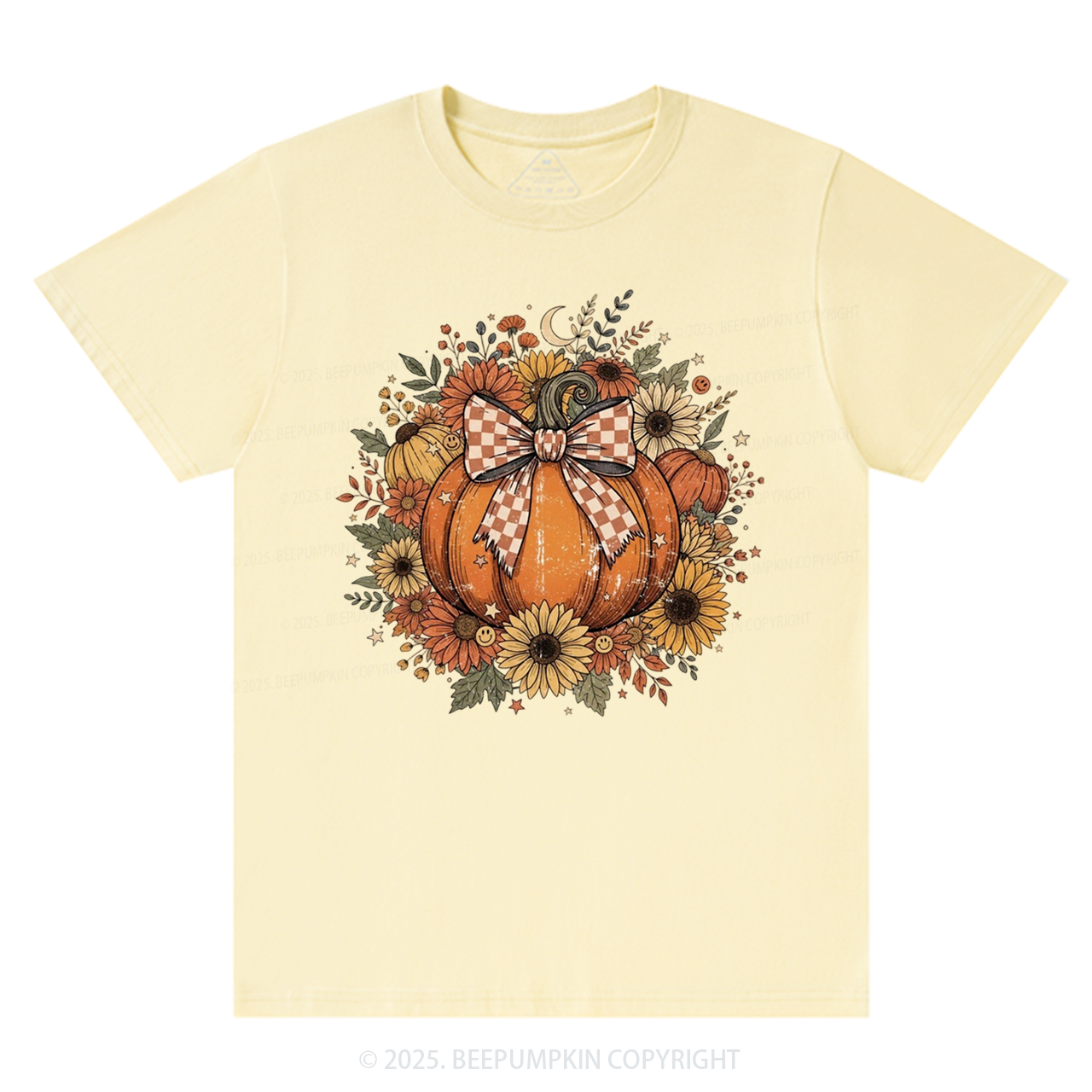 Fall Coquette Boho Floral Pumpkin Bow T-Shirts Beepumpkin