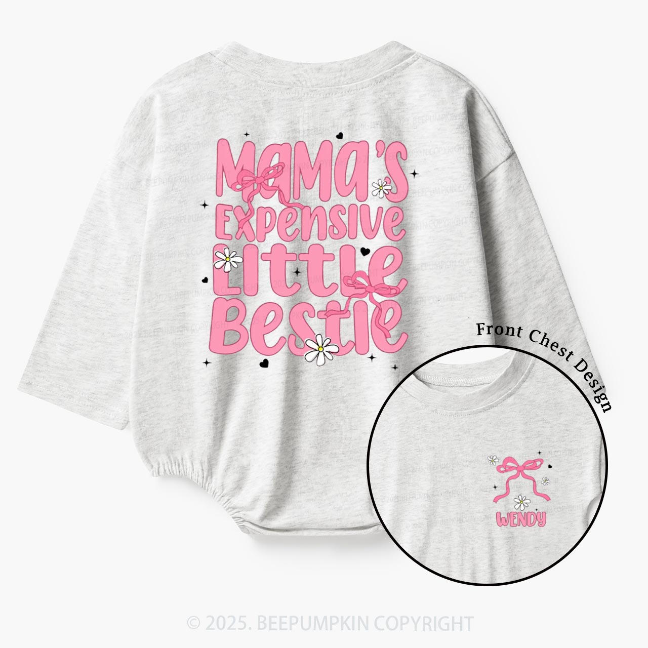 Personalized Mama's Expensive Little Bestie Baby Bubble Romper Beepumpkin
