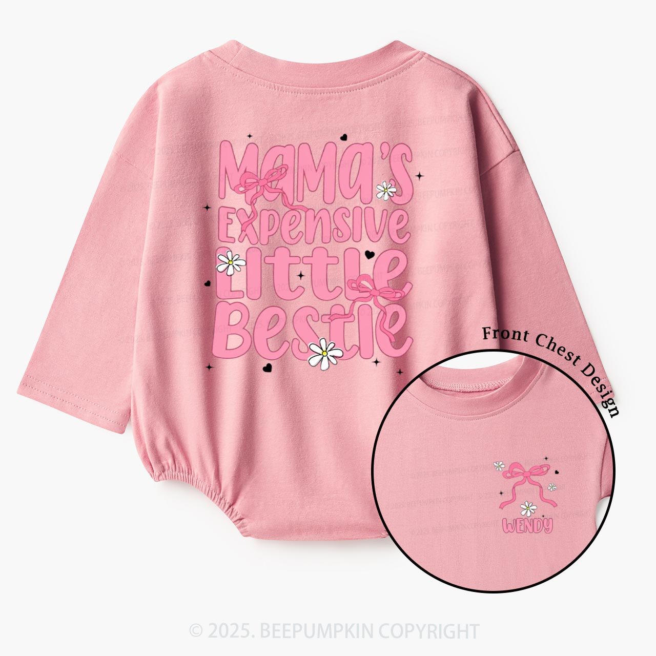 Personalized Mama's Expensive Little Bestie Baby Bubble Romper Beepumpkin