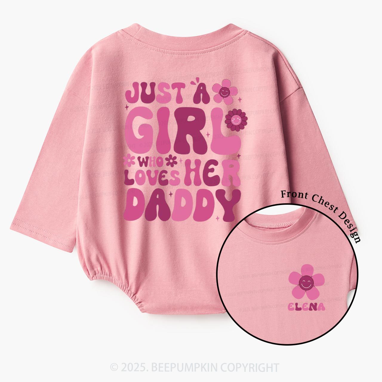 Just A Girl Who Loves Her Daddy Baby Bubble Romper Beepumpkin