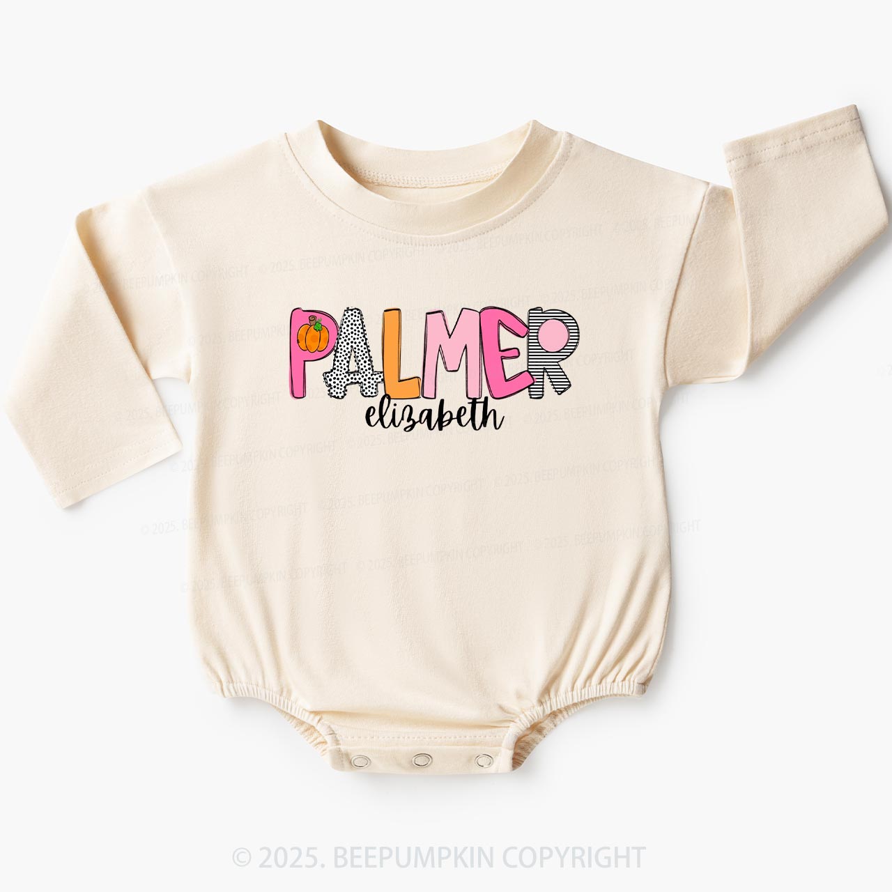Personalized Girl Fall Pumpkin Baby Bubble Romper Beepumpkin