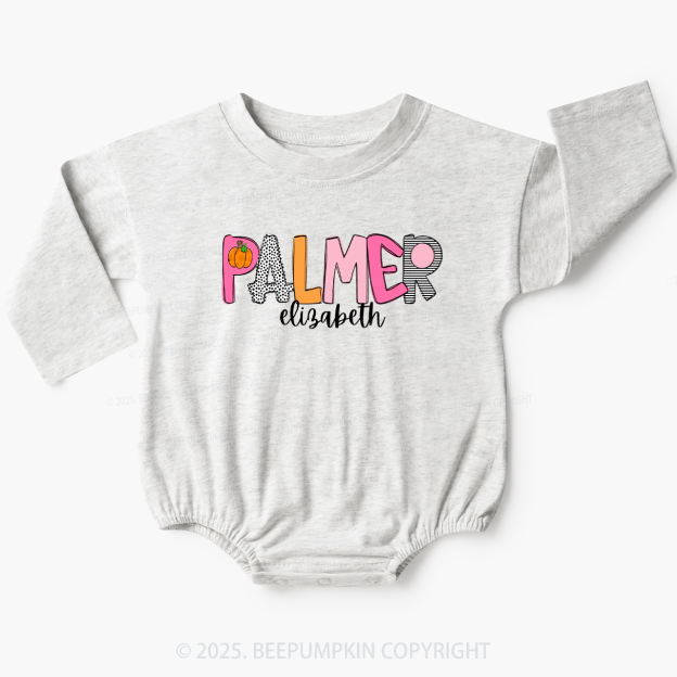 Personalized Girl Fall Pumpkin Baby Bubble Romper Beepumpkin