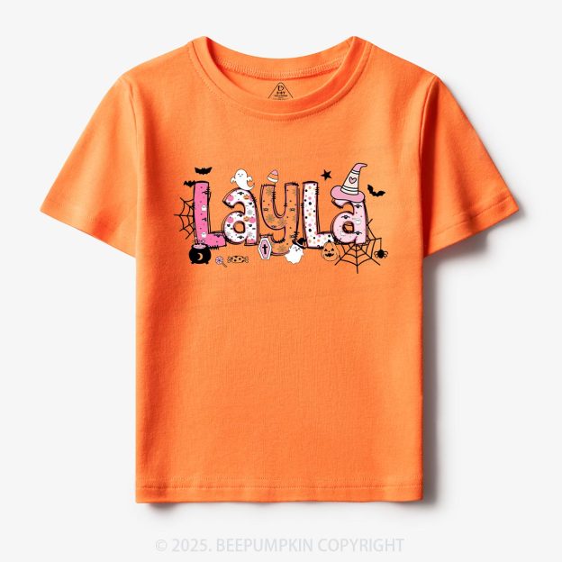 Personalized Name Halloween Girls Tees | Toddler & Kid's Tees Beepumpkin