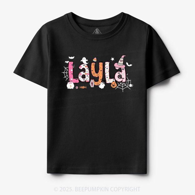 Personalized Name Halloween Girls Tees | Toddler & Kid's Tees Beepumpkin