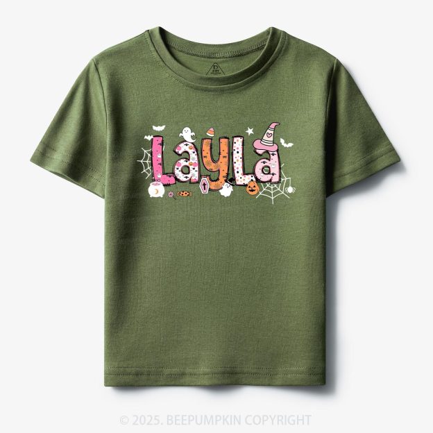 Personalized Name Halloween Girls Tees | Toddler & Kid's Tees Beepumpkin