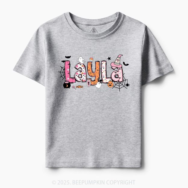 Personalized Name Halloween Girls Tees | Toddler & Kid's Tees Beepumpkin