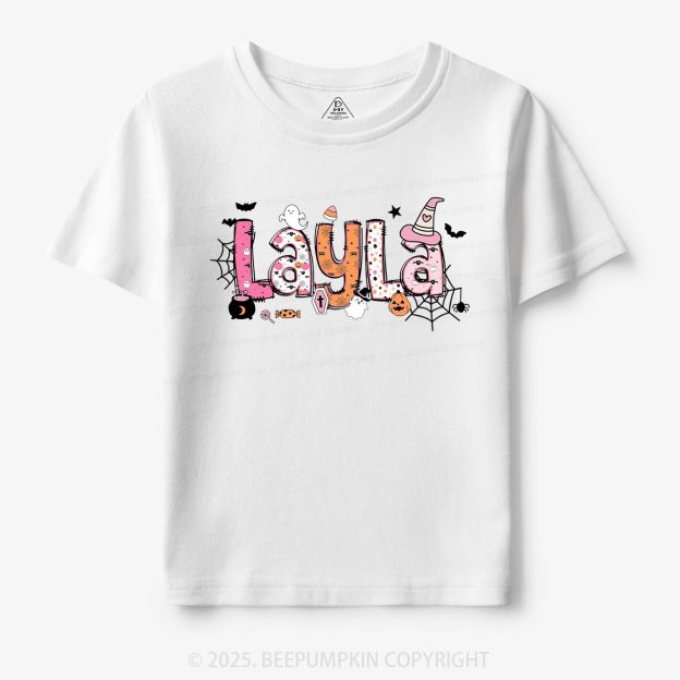 Personalized Name Halloween Girls Tees | Toddler & Kid's Tees Beepumpkin