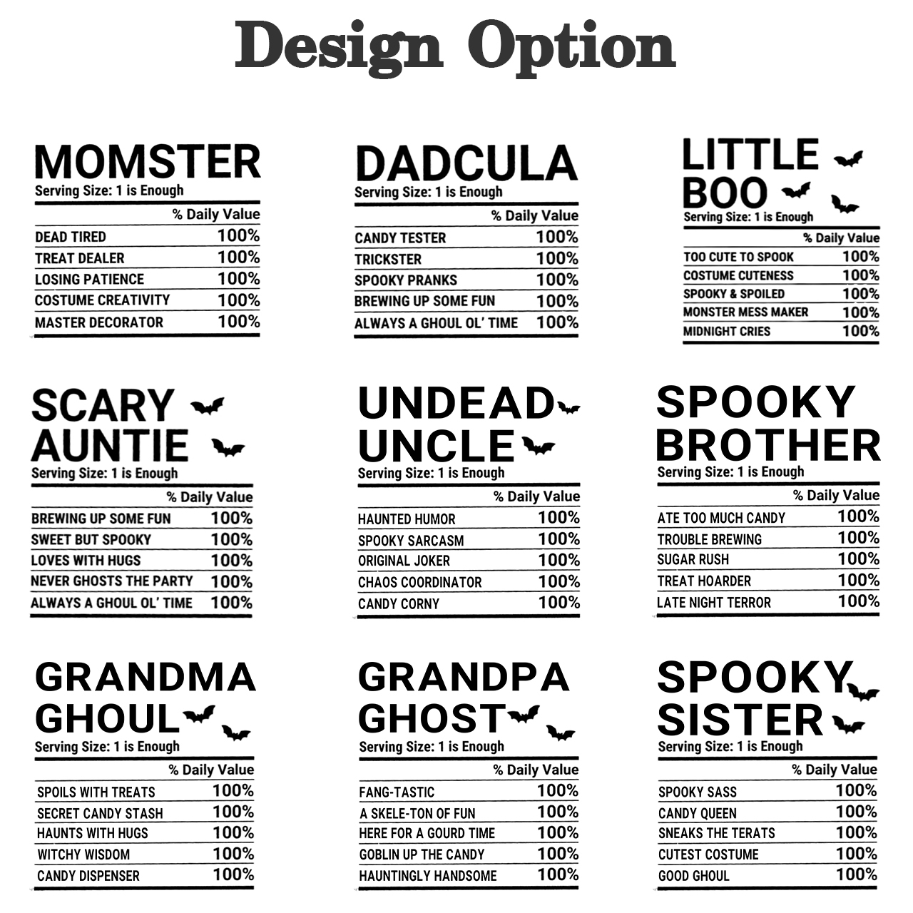 Personalized Group Halloween Nutrition Facts Family Matching Shirts