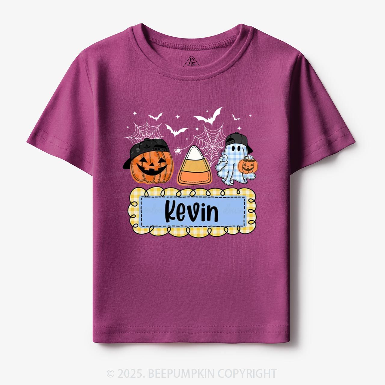 Personalized Halloween Pumpkin and Ghost with Bow Ball Cap Toddler&Kid's Tees Beepumpkin
