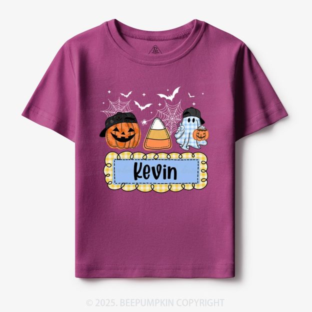 Personalized Halloween Pumpkin and Ghost with Bow Ball Cap Toddler&Kid's Tees Beepumpkin