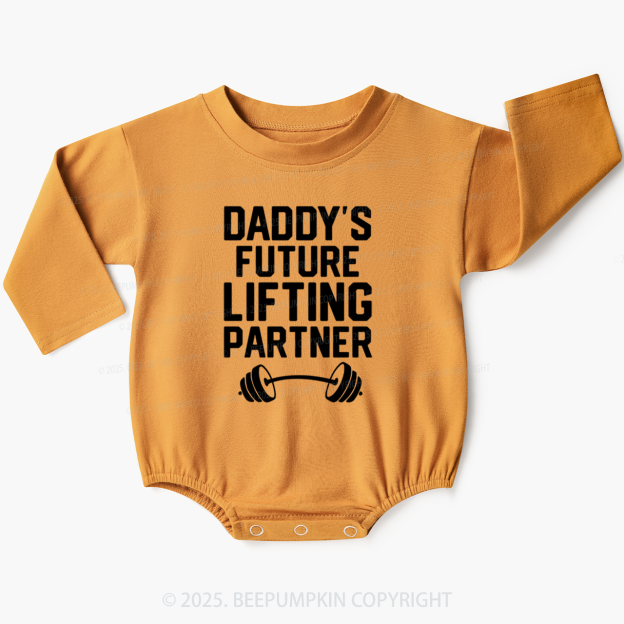 Daddy’s Future Lifting Partner Baby Bubble Romper Beepumpkin