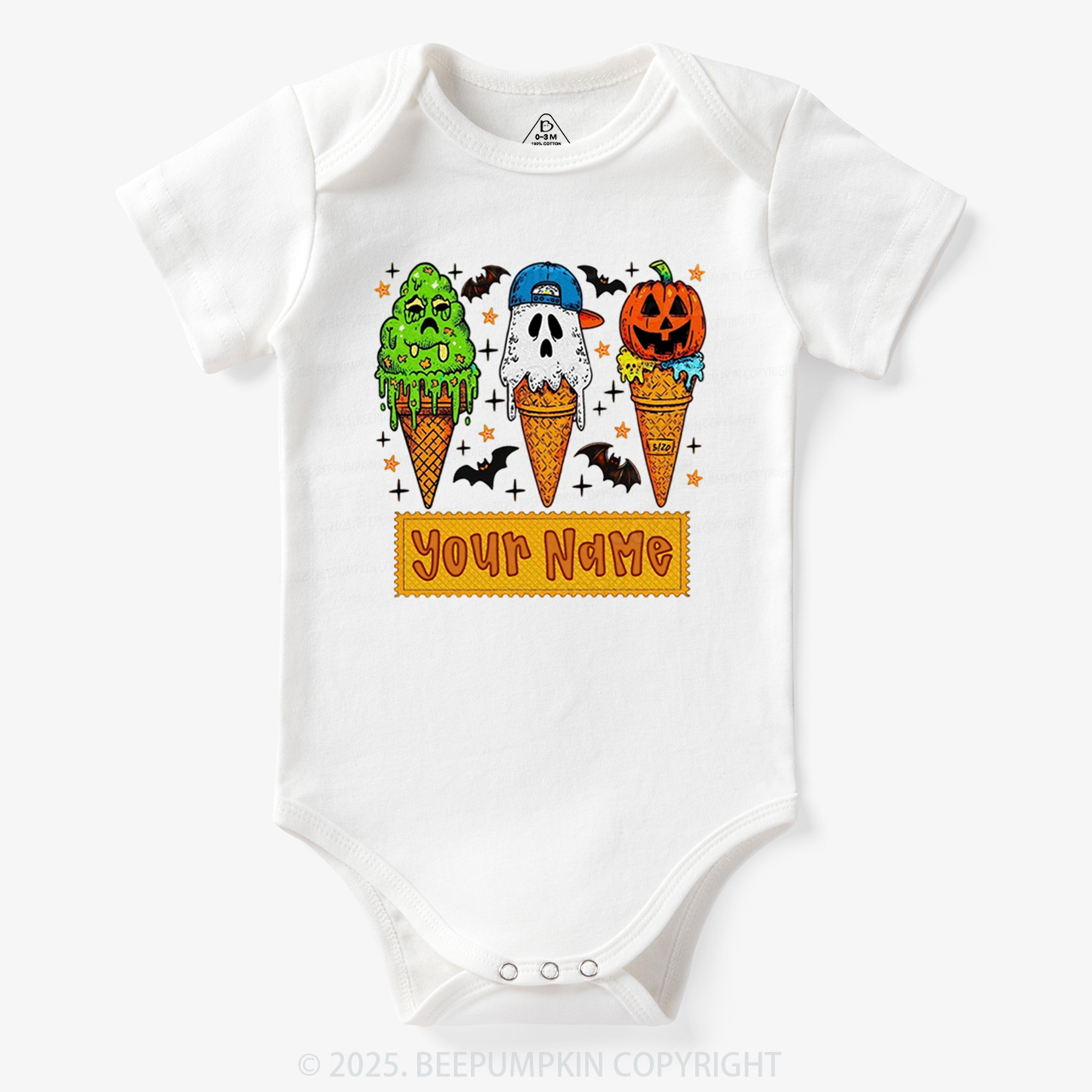 Personalized Name Halloween Spooky Scoops Halloween Bodysuit Beepumpkin