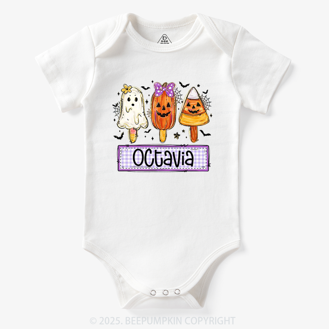 Personalized Boy Girl Halloween Bodysuit Beepumpkin